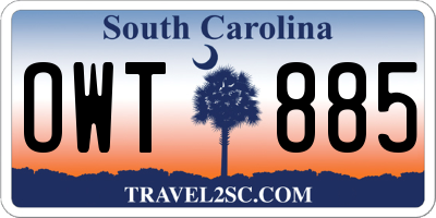 SC license plate OWT885