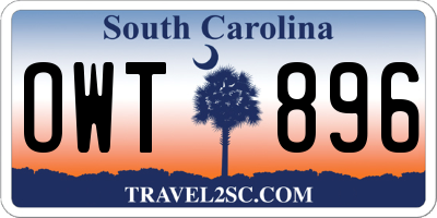 SC license plate OWT896