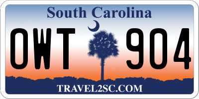 SC license plate OWT904
