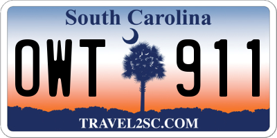 SC license plate OWT911