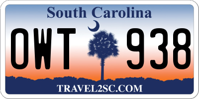SC license plate OWT938