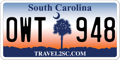 SC license plate OWT948