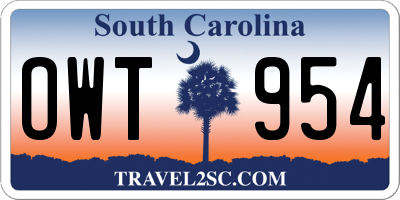 SC license plate OWT954