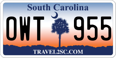 SC license plate OWT955
