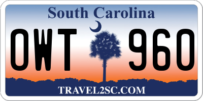 SC license plate OWT960