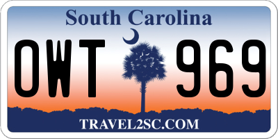 SC license plate OWT969