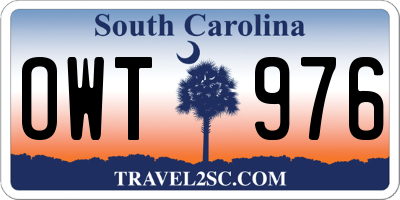 SC license plate OWT976