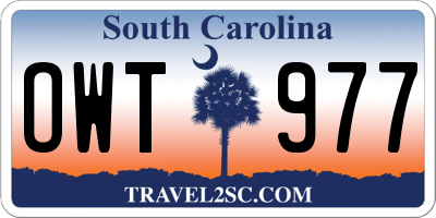 SC license plate OWT977