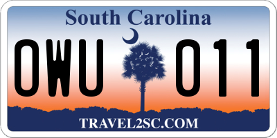SC license plate OWU011