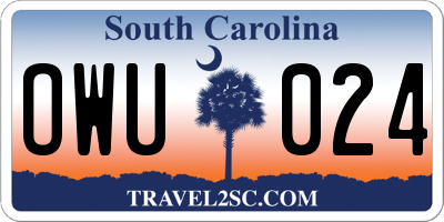 SC license plate OWU024