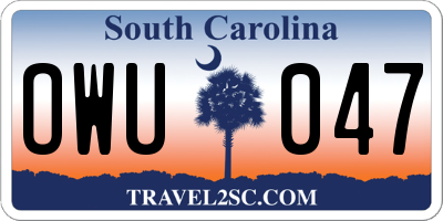 SC license plate OWU047