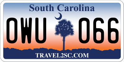 SC license plate OWU066