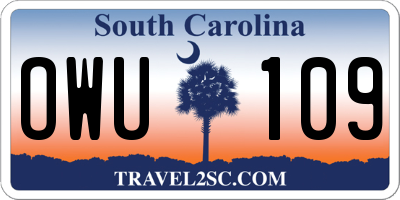 SC license plate OWU109