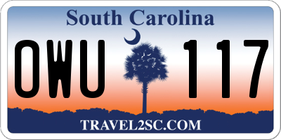 SC license plate OWU117