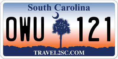 SC license plate OWU121