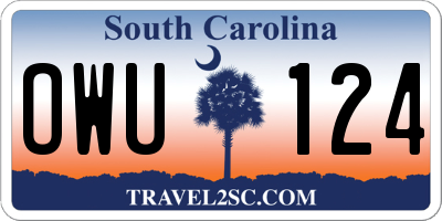 SC license plate OWU124