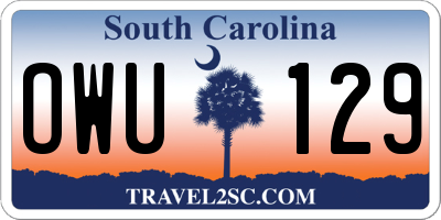 SC license plate OWU129