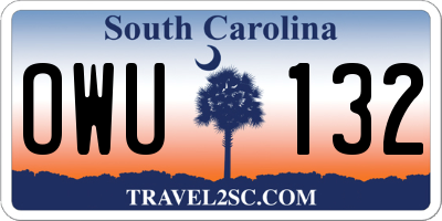 SC license plate OWU132