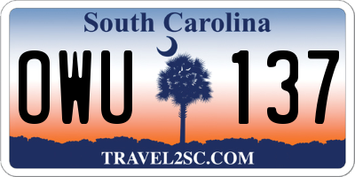 SC license plate OWU137