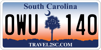 SC license plate OWU140
