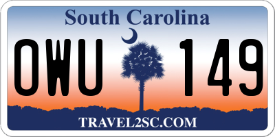 SC license plate OWU149