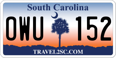 SC license plate OWU152