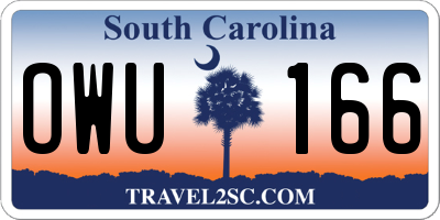 SC license plate OWU166