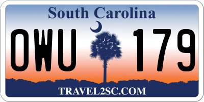 SC license plate OWU179