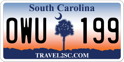 SC license plate OWU199