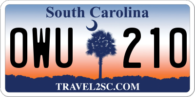 SC license plate OWU210