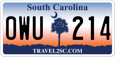 SC license plate OWU214
