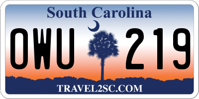 SC license plate OWU219