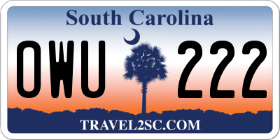 SC license plate OWU222