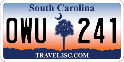 SC license plate OWU241