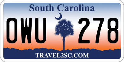 SC license plate OWU278