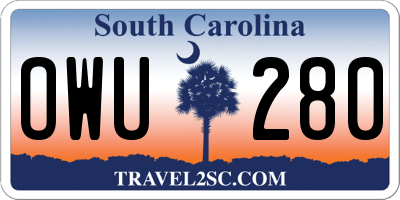 SC license plate OWU280