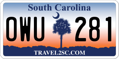 SC license plate OWU281