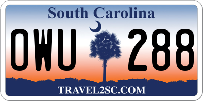 SC license plate OWU288