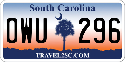 SC license plate OWU296