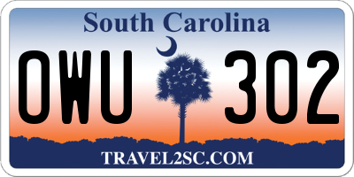 SC license plate OWU302