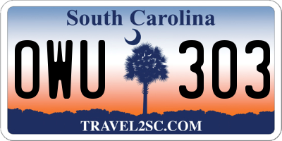 SC license plate OWU303