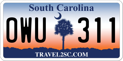 SC license plate OWU311