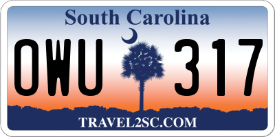 SC license plate OWU317