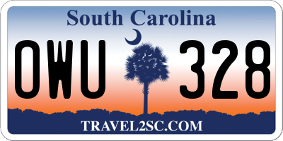 SC license plate OWU328