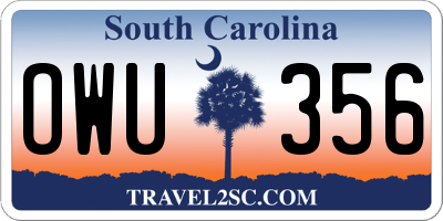 SC license plate OWU356