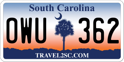 SC license plate OWU362