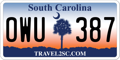 SC license plate OWU387