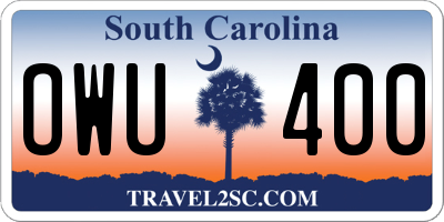 SC license plate OWU400