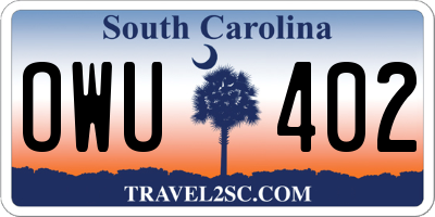 SC license plate OWU402
