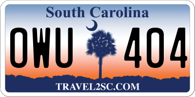 SC license plate OWU404